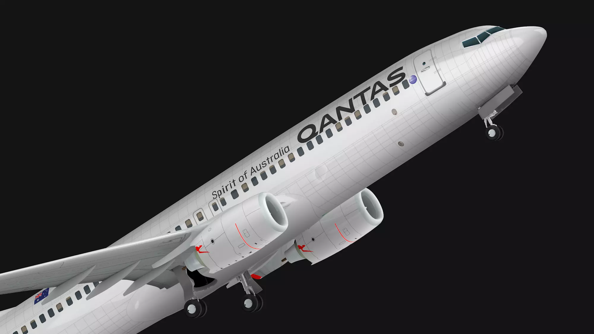 Boeing 737-800 Qantas Airways Low-poly 3D model_0