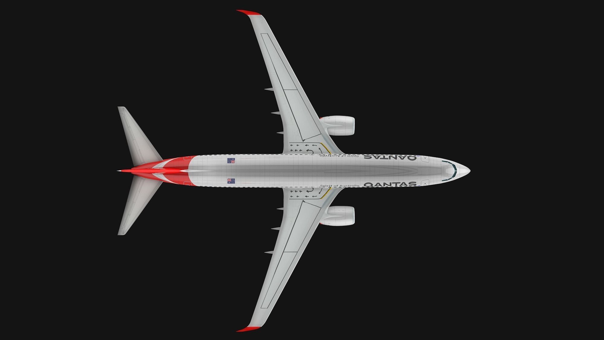 Boeing 737-800 Qantas Airways Low-poly 3D model_10