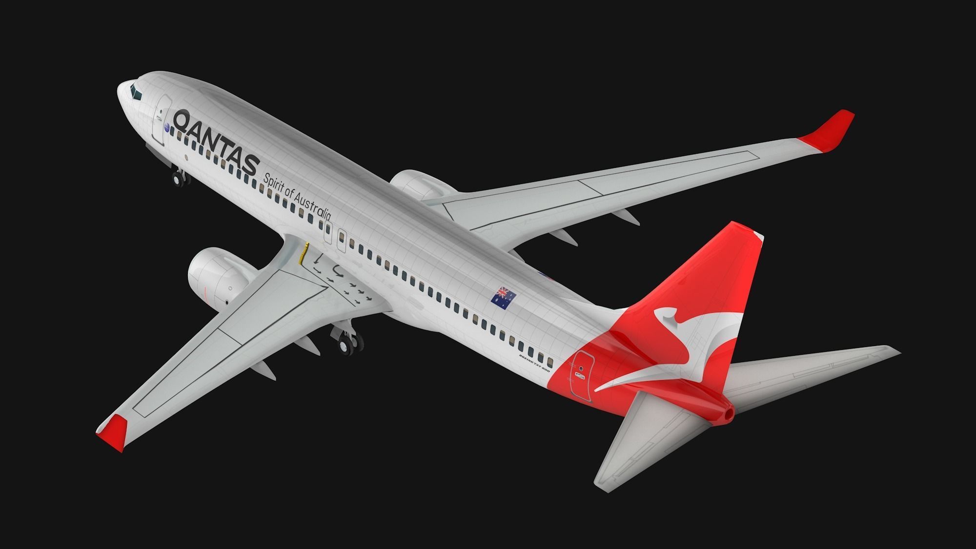 Boeing 737-800 Qantas Airways Low-poly 3D model_7
