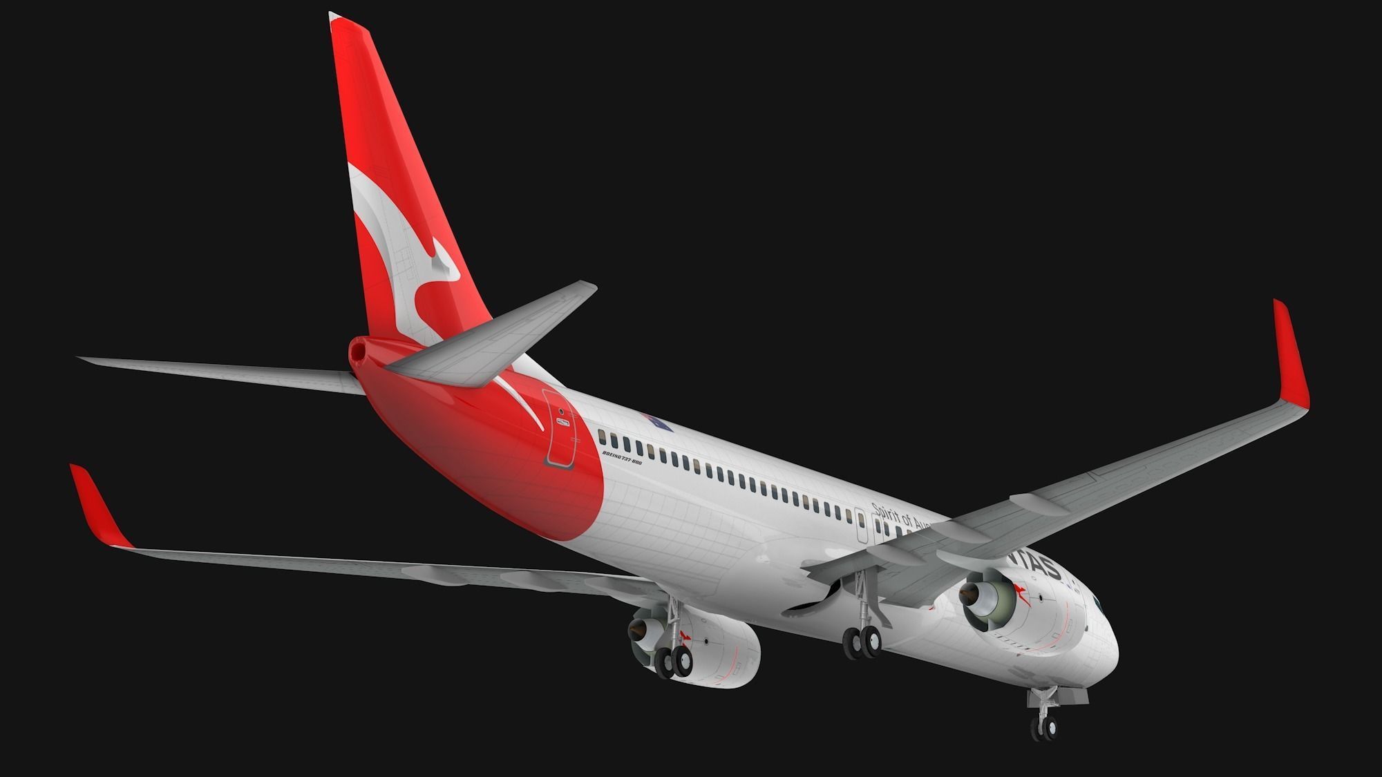 Boeing 737-800 Qantas Airways Low-poly 3D model_9