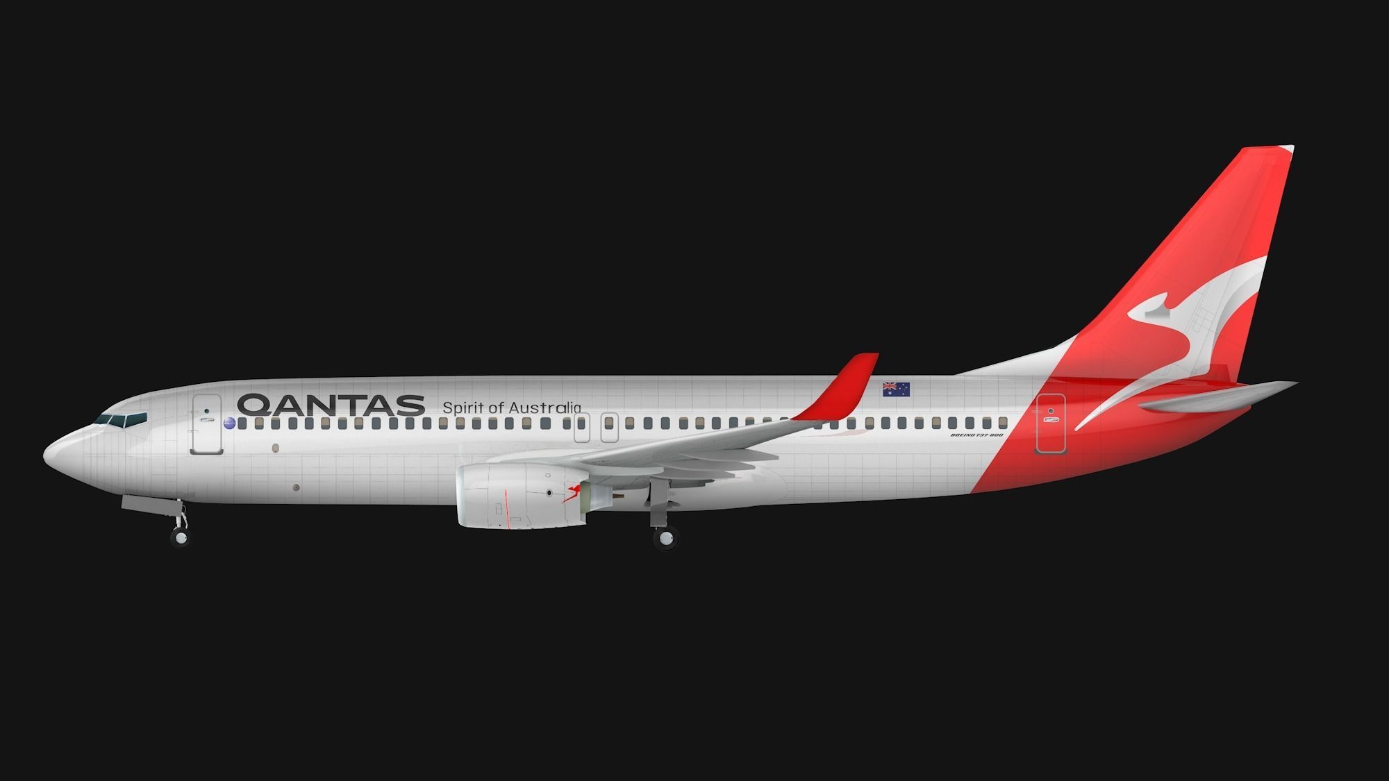 Boeing 737-800 Qantas Airways Low-poly 3D model_6
