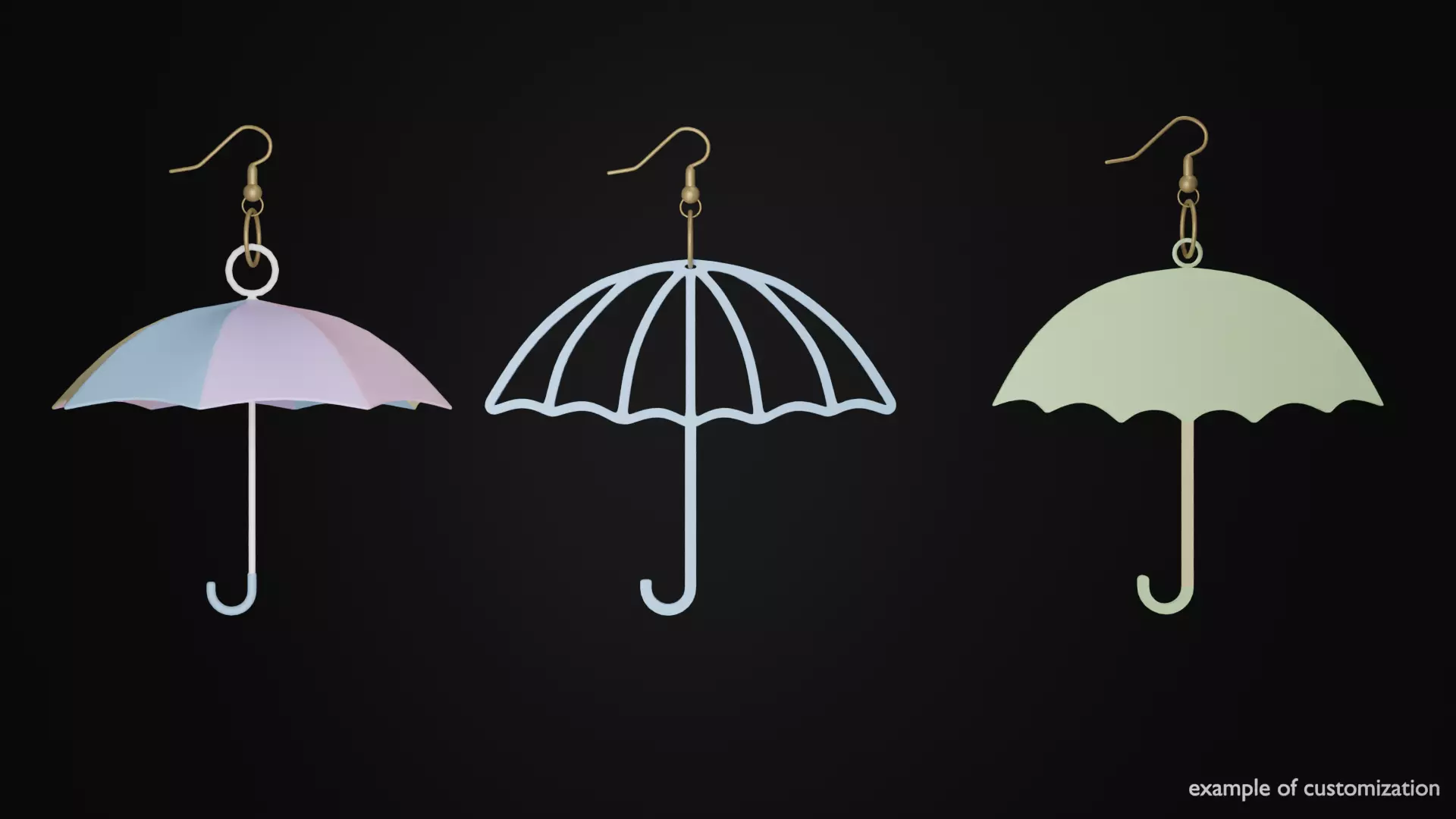 Umbrella earrings 3D print model_0