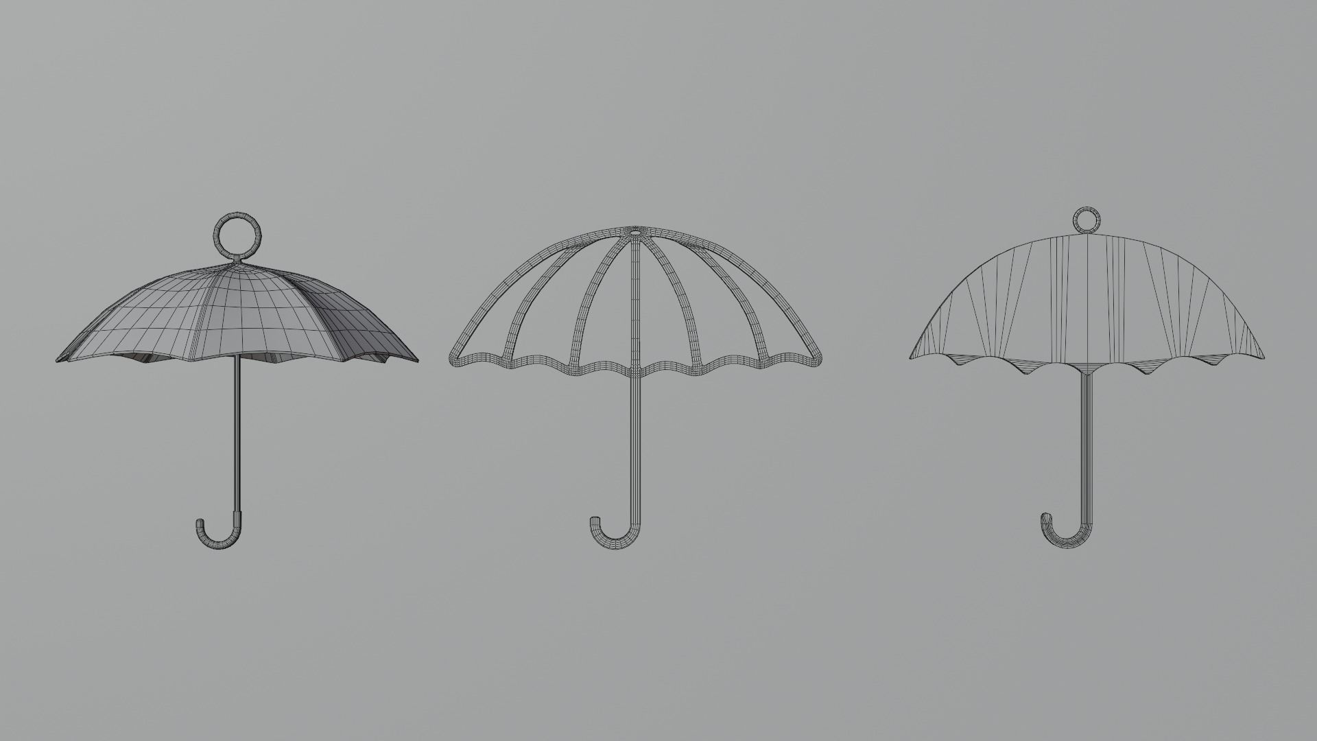 Umbrella earrings 3D print model_3