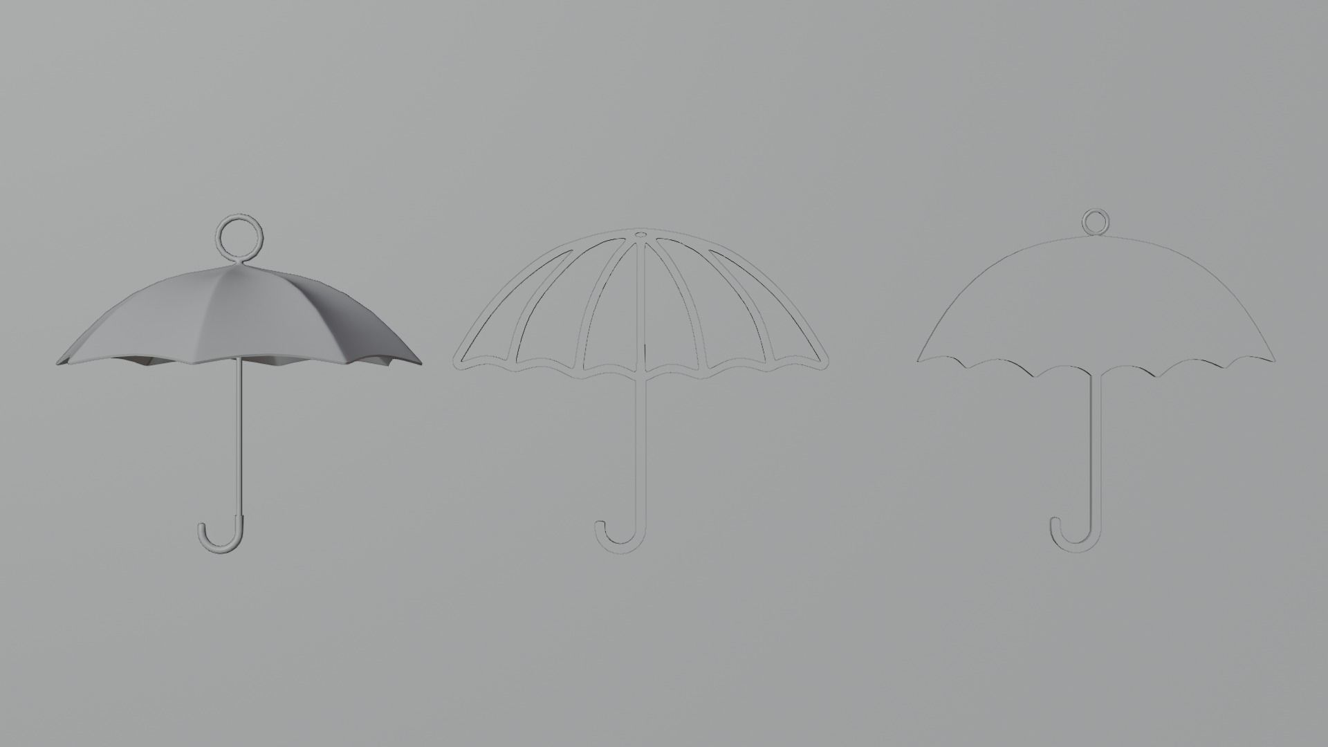 Umbrella earrings 3D print model_2
