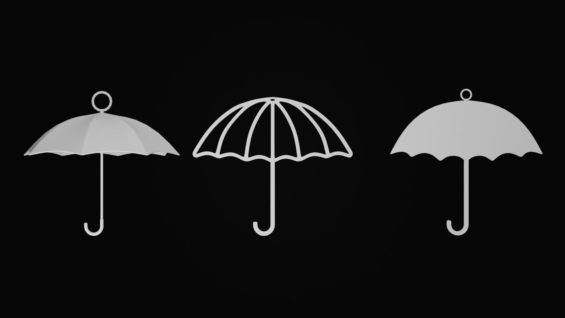 Umbrella earrings 3D print model_1