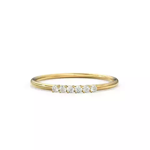 6 Stone Diamond Wedding Band Birthstone Dainty Engagement Ring