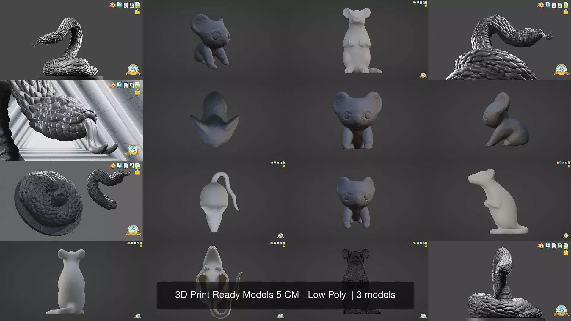 3D Print Ready Models 5 CM - Low Poly  3D Model Collection_0