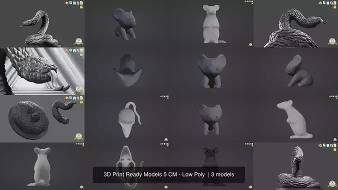 3D Print Ready Models 5 CM - Low Poly  3D Model Collection