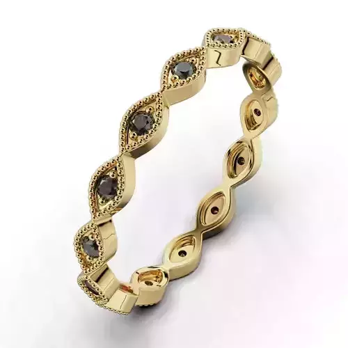 Women Ring With Round Stones And Milgrain