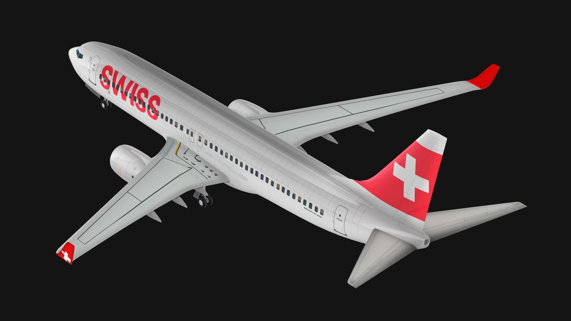 Boeing 737-800 Swiss International Air Lines Low-poly 3D model_7