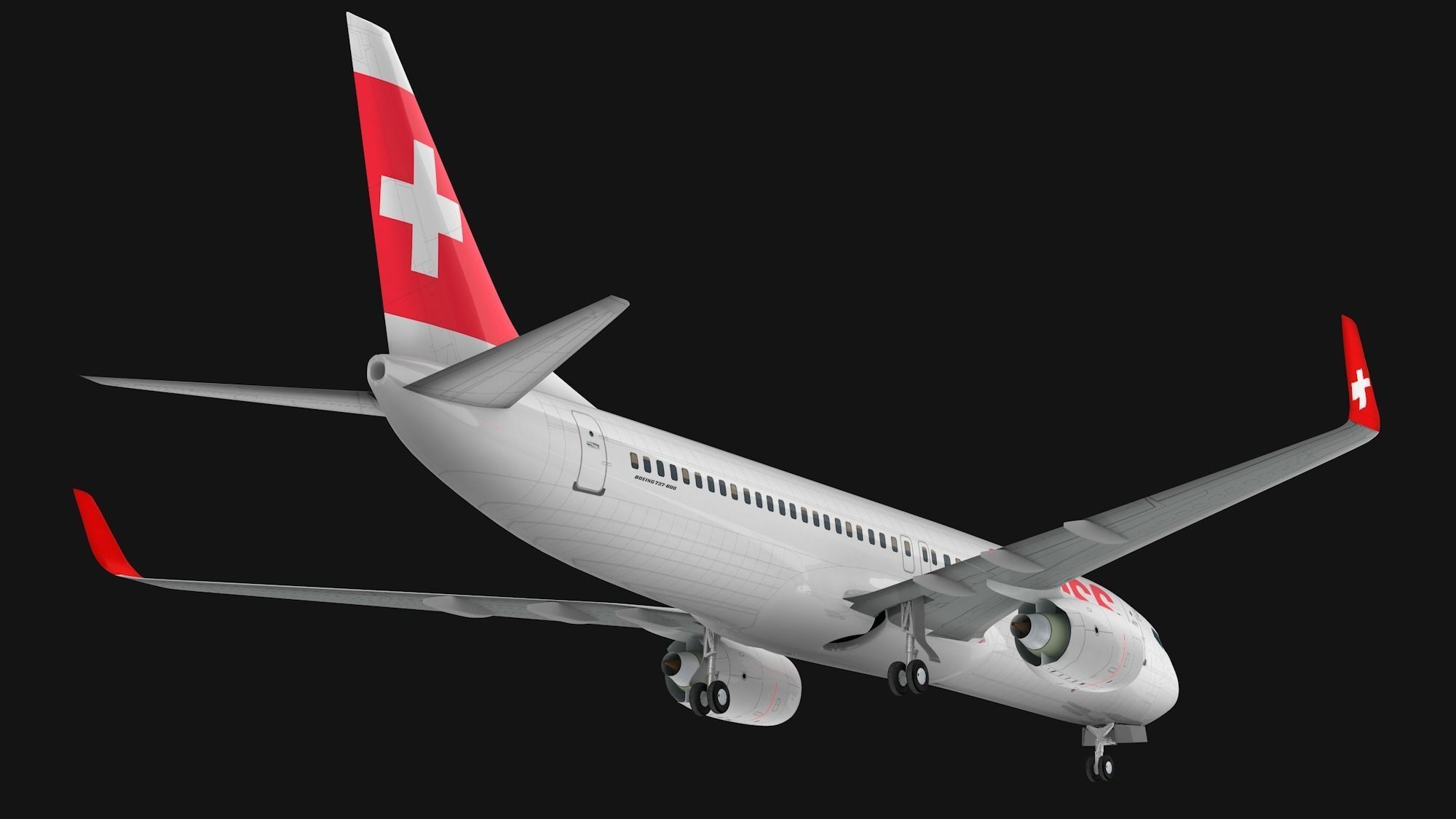 Boeing 737-800 Swiss International Air Lines Low-poly 3D model_9