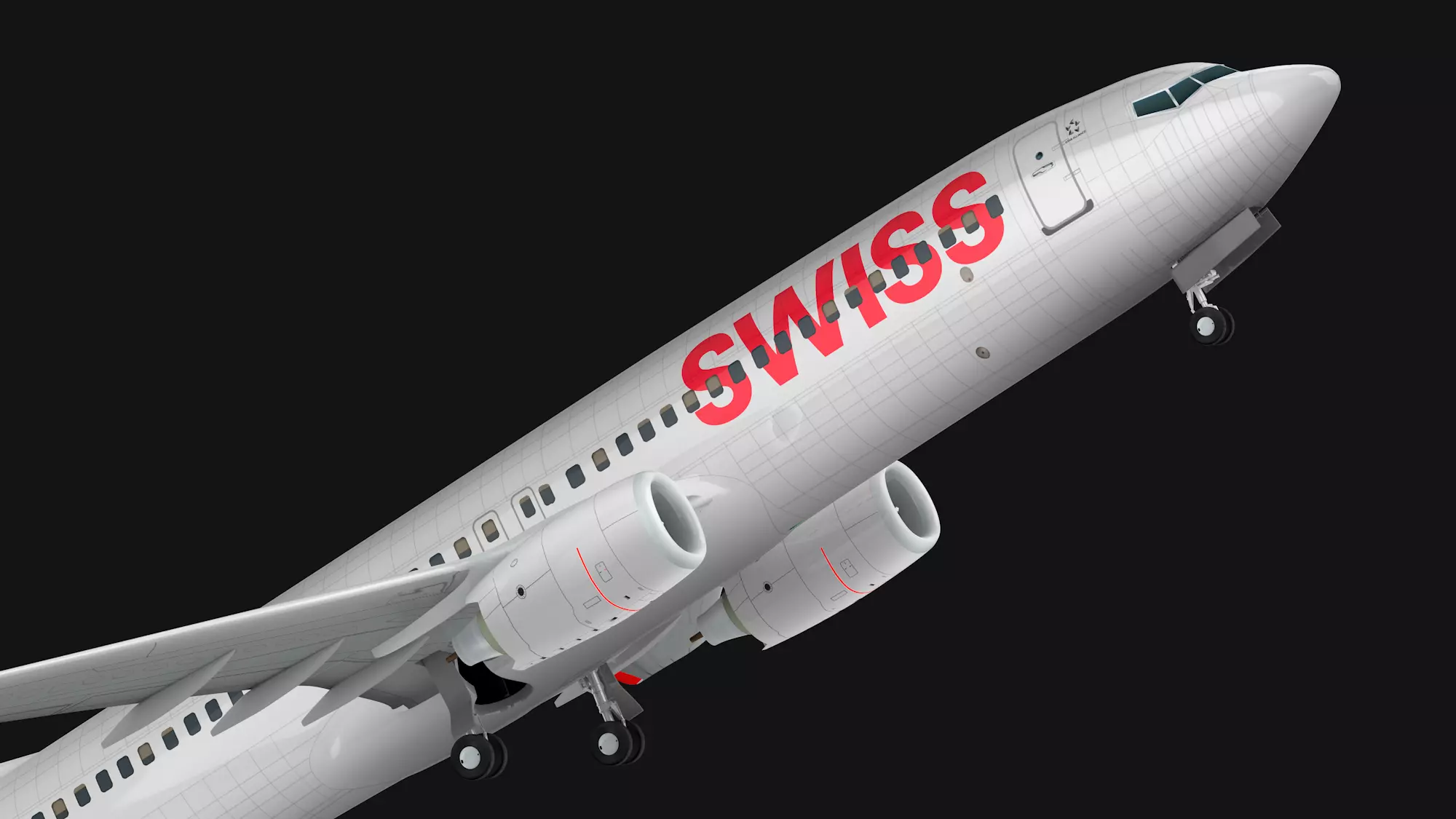 Boeing 737-800 Swiss International Air Lines Low-poly 3D model_0