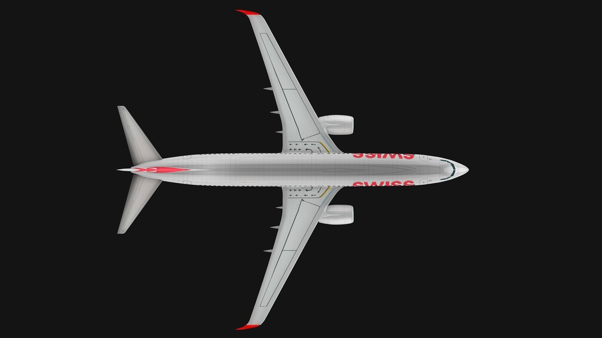 Boeing 737-800 Swiss International Air Lines Low-poly 3D model_10