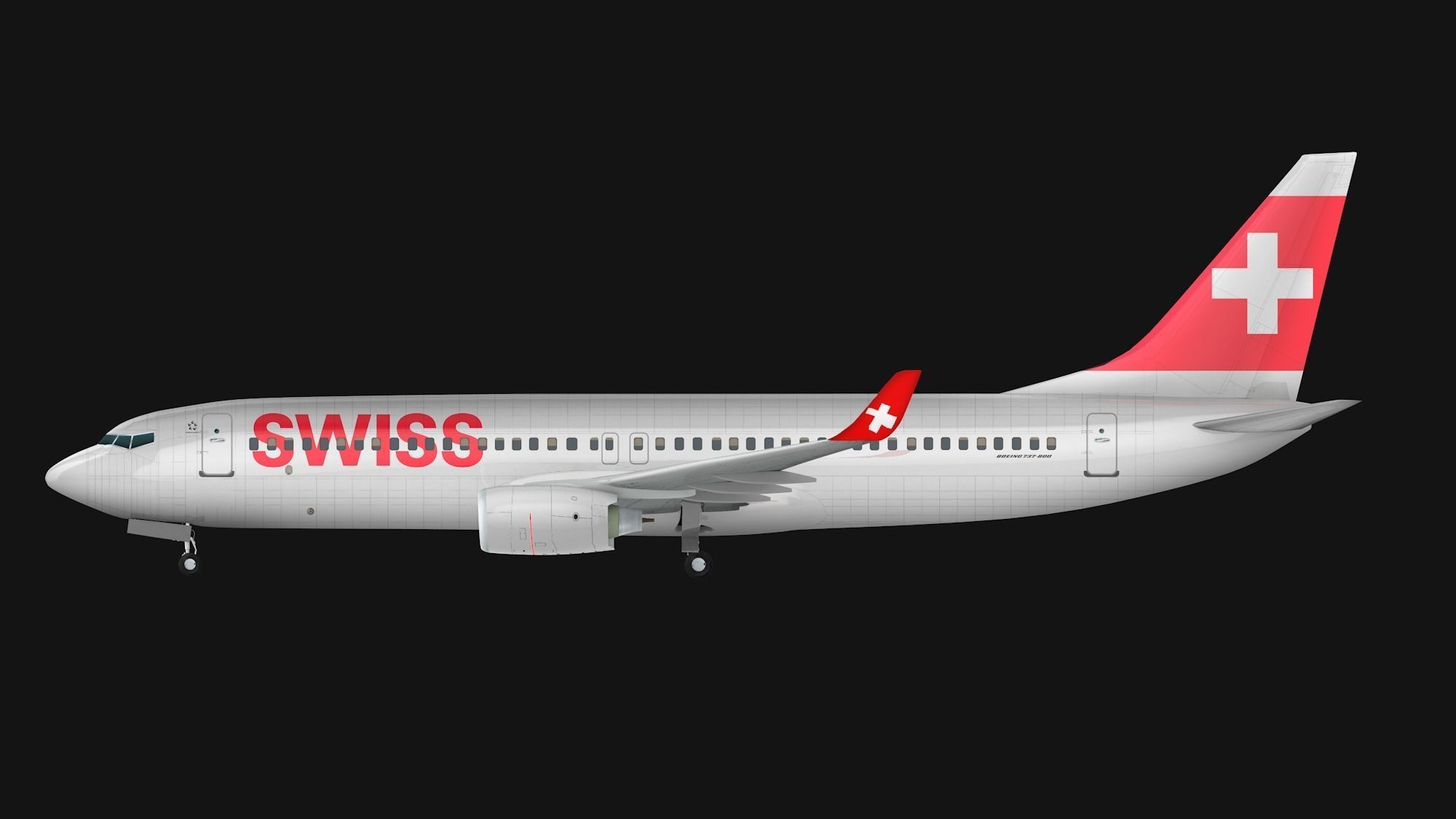 Boeing 737-800 Swiss International Air Lines Low-poly 3D model_6