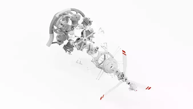 radial engine 3D model