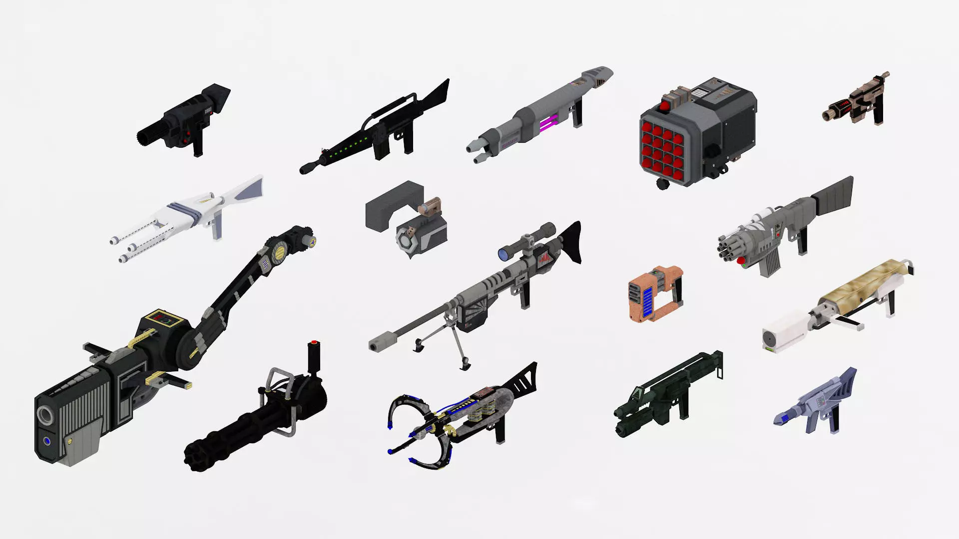 15 Futuristic Sci-Fi Guns Weapons Bundle 3D model_0