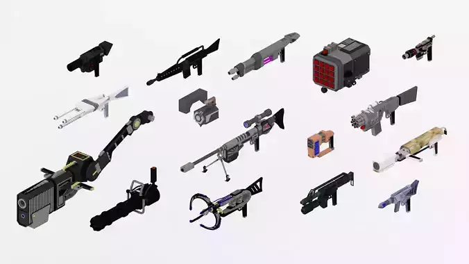 15 Futuristic Sci-Fi Guns Weapons Bundle