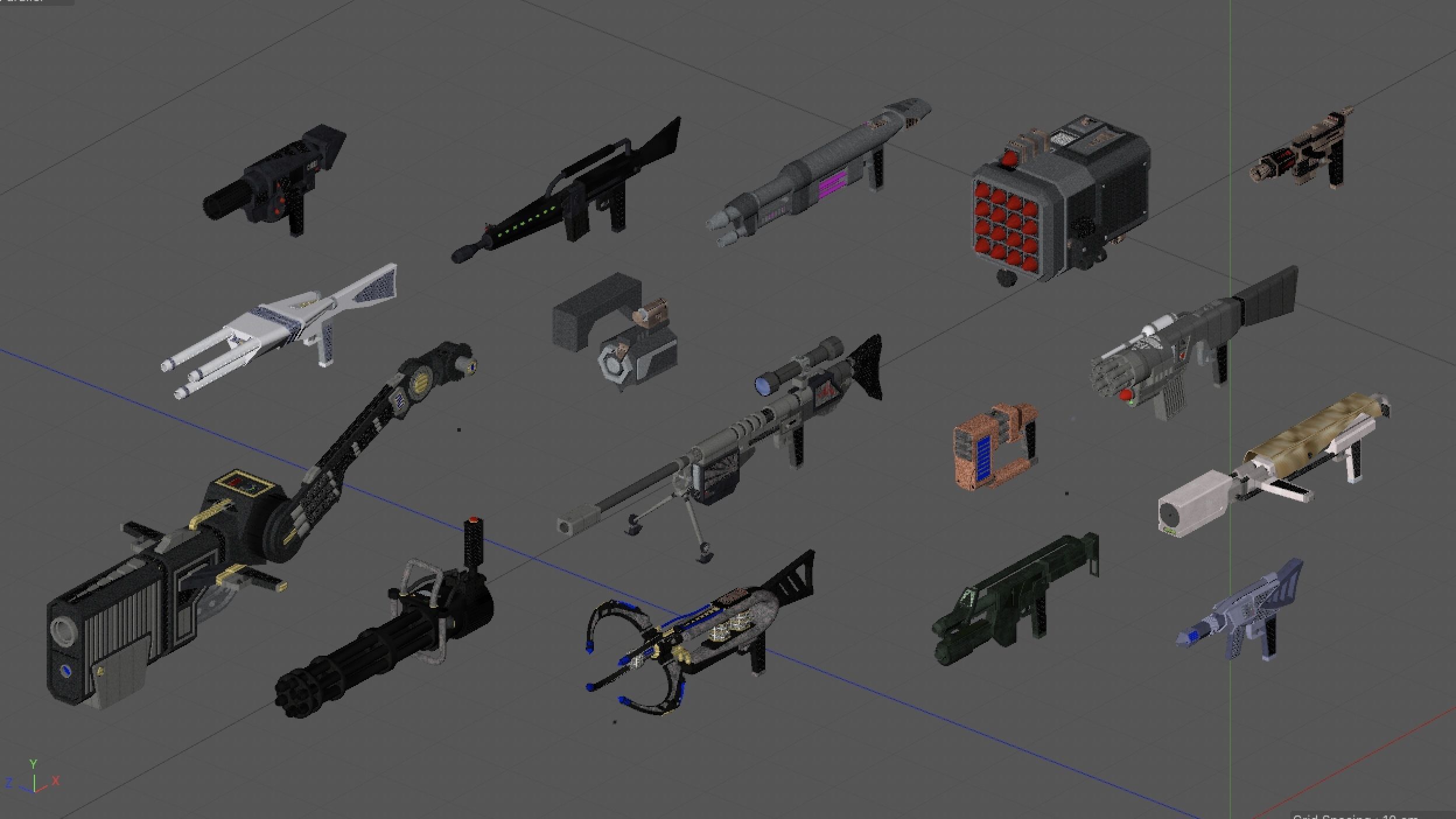 15 Futuristic Sci-Fi Guns Weapons Bundle 3D model_7
