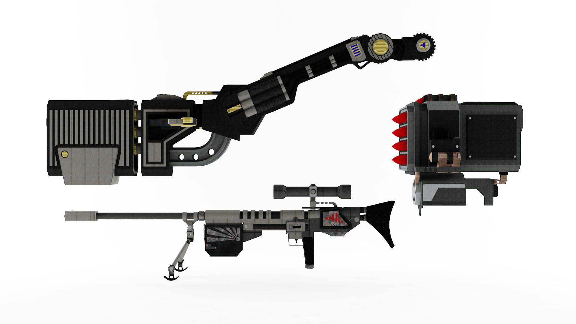 15 Futuristic Sci-Fi Guns Weapons Bundle 3D model_5