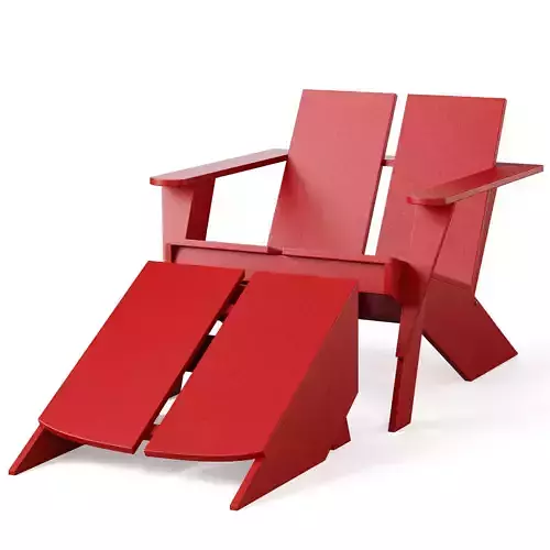 Paso Outdoor Adirondack Chair with Ottoman 3D model
