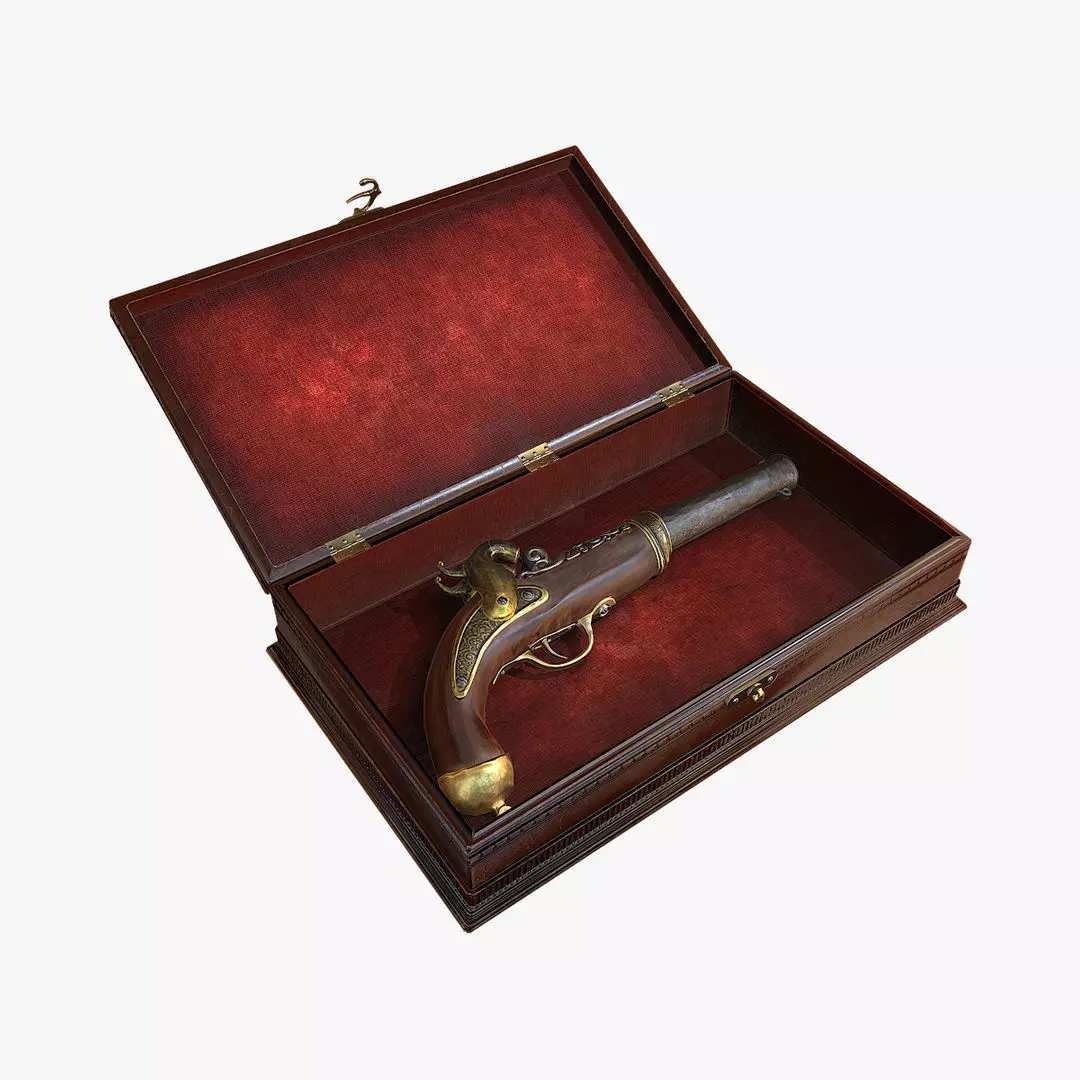 Antique Pistol Low-poly 3D model_0