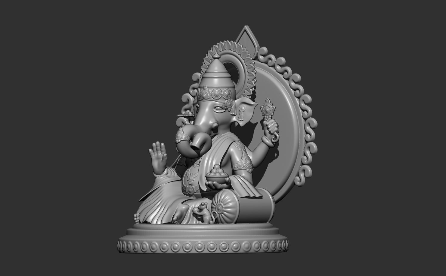 Ganesha STL model ornate mirror 3D print model_4