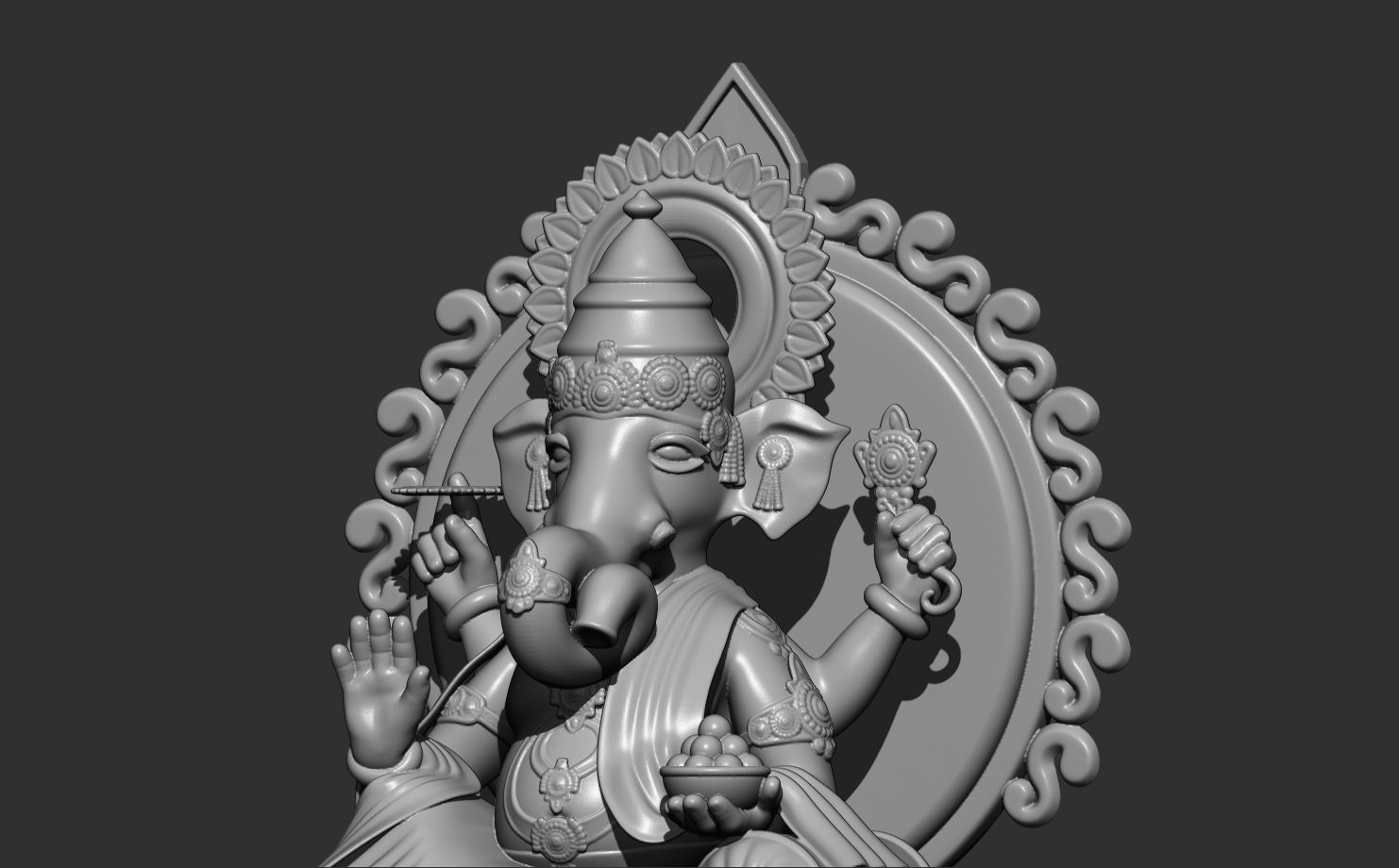 Ganesha STL model ornate mirror 3D print model_5