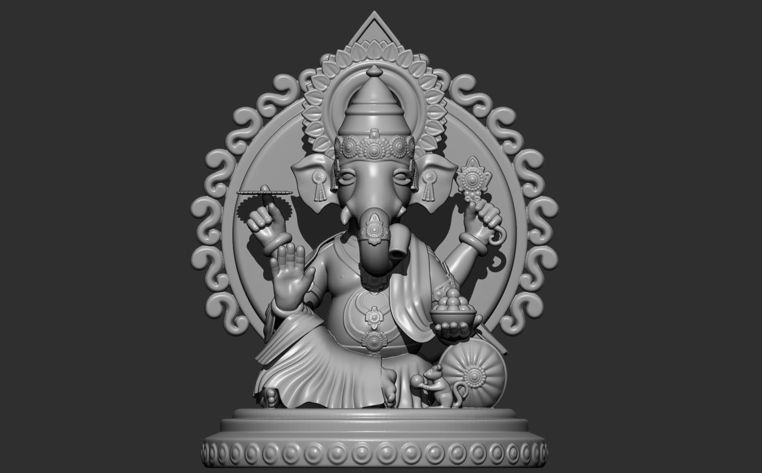 Ganesha STL model ornate mirror 3D print model_1