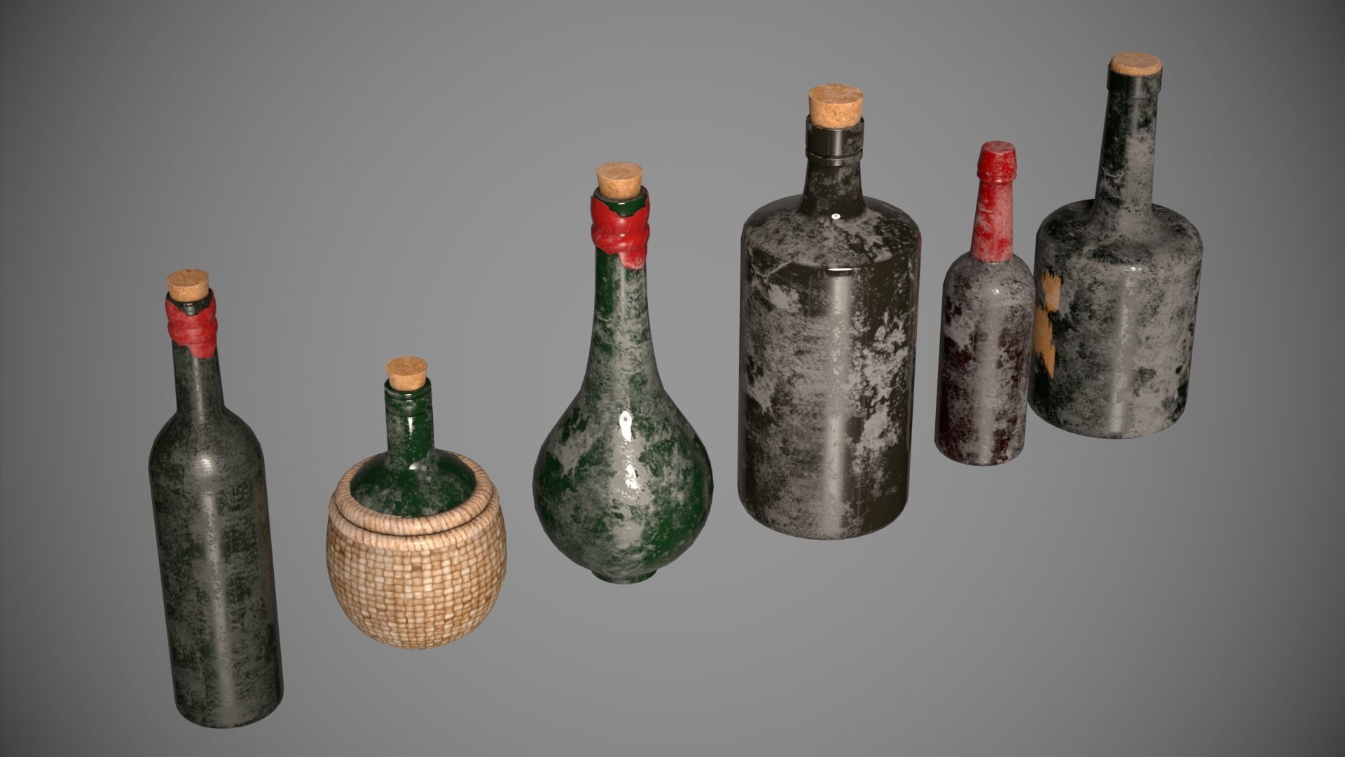 Pirates Bottles Low-poly 3D model_4