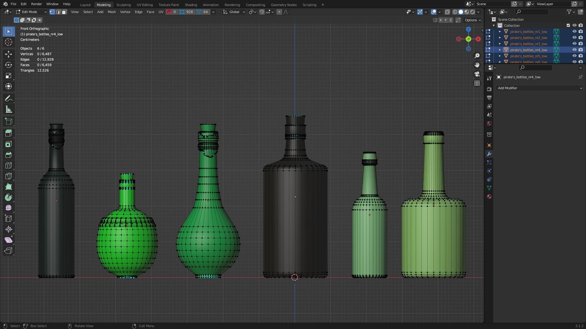 Pirates Bottles Low-poly 3D model_9