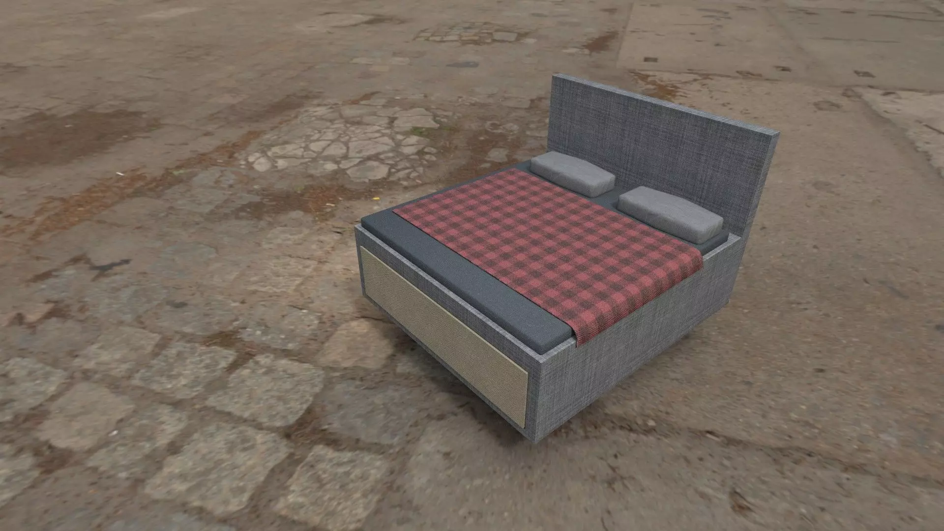 Bad low-poly bed for gta san andreas Free low-poly 3D model