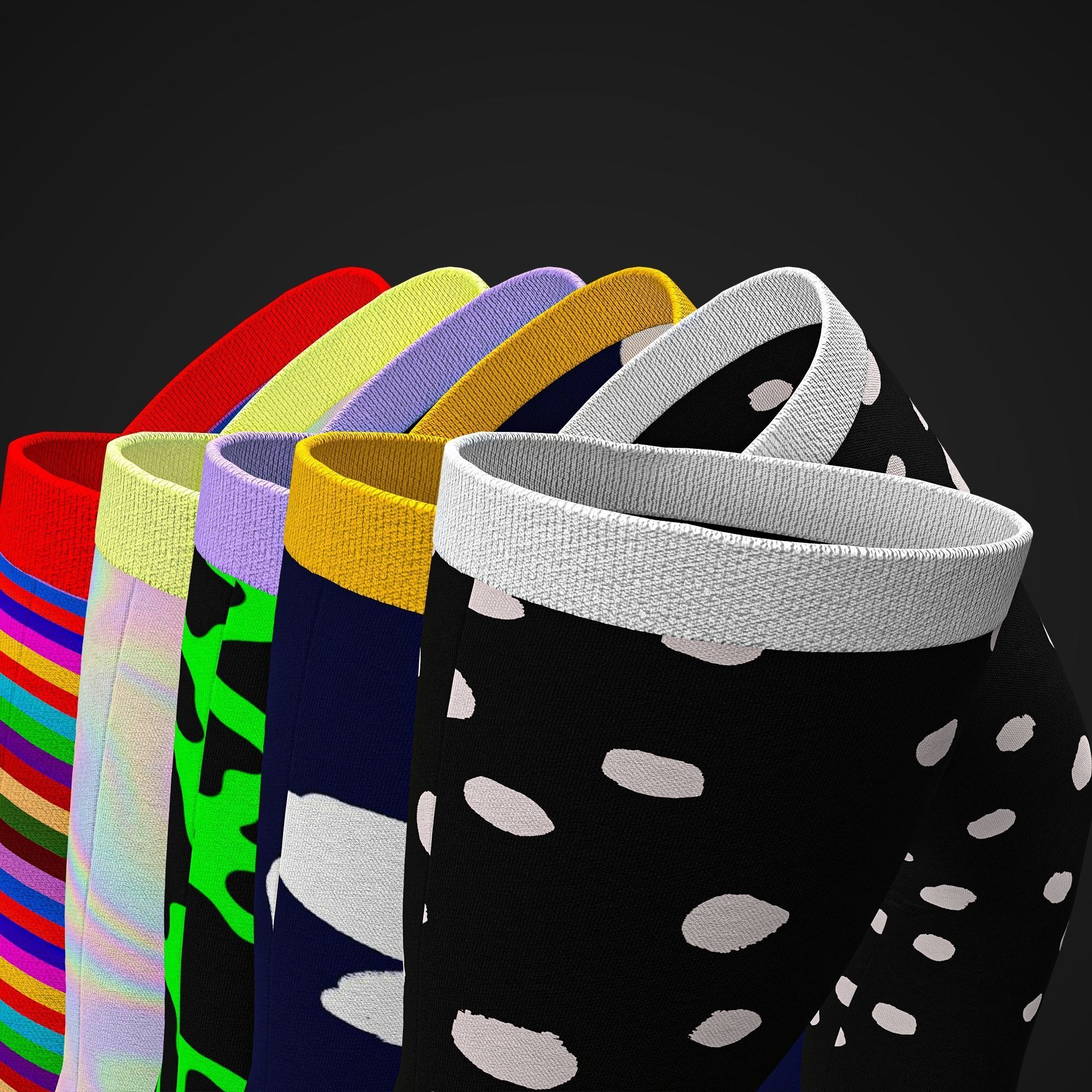 Colorful Thight-High Socks Model Fitted to Gen8 Body Mesh 3D model_3