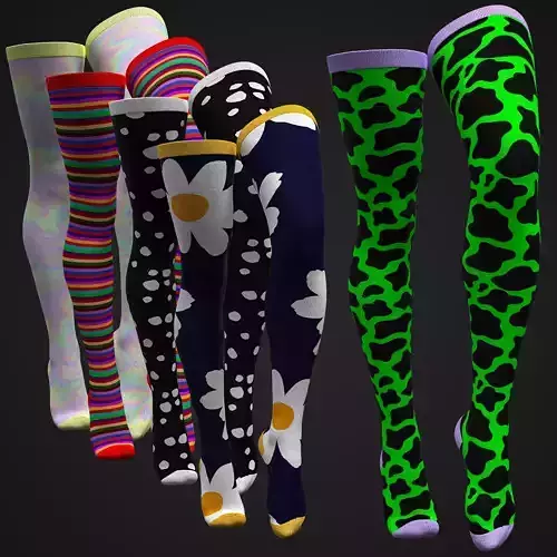 Colorful Thight-High Socks Model Fitted to Gen8 Body Mesh
