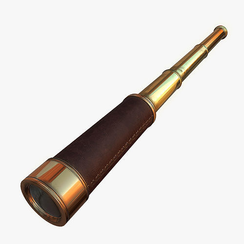 Spyglass golden cannon Low-poly 3D model