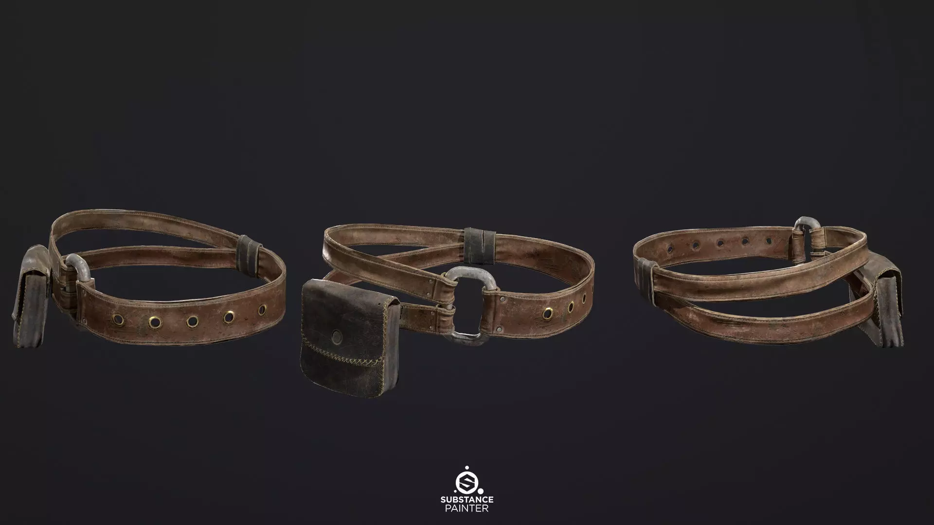 Leather Waist Pouch PBR Free low-poly 3D model