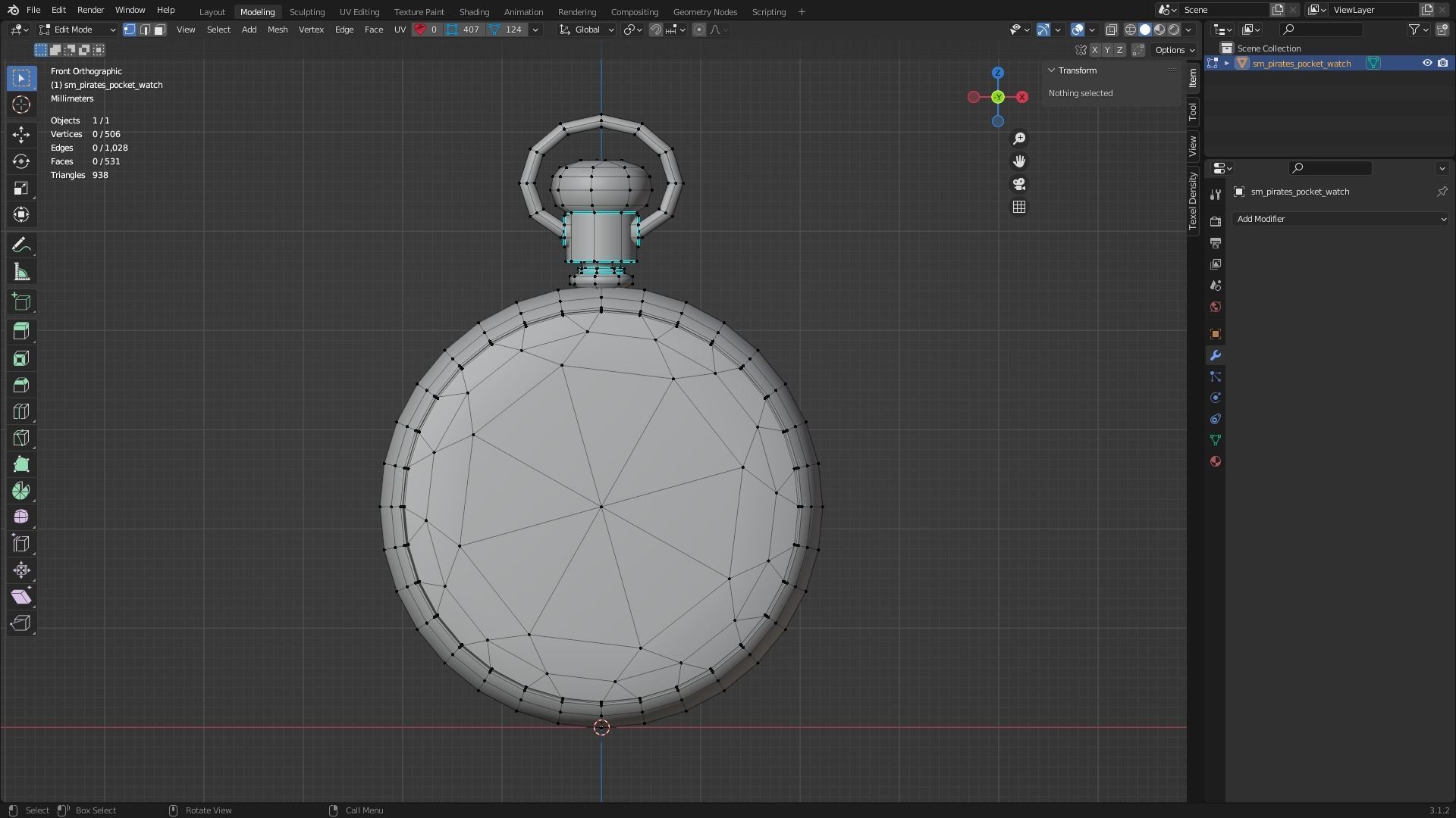 Pirates Pocket Watch  Low-poly 3D model_9