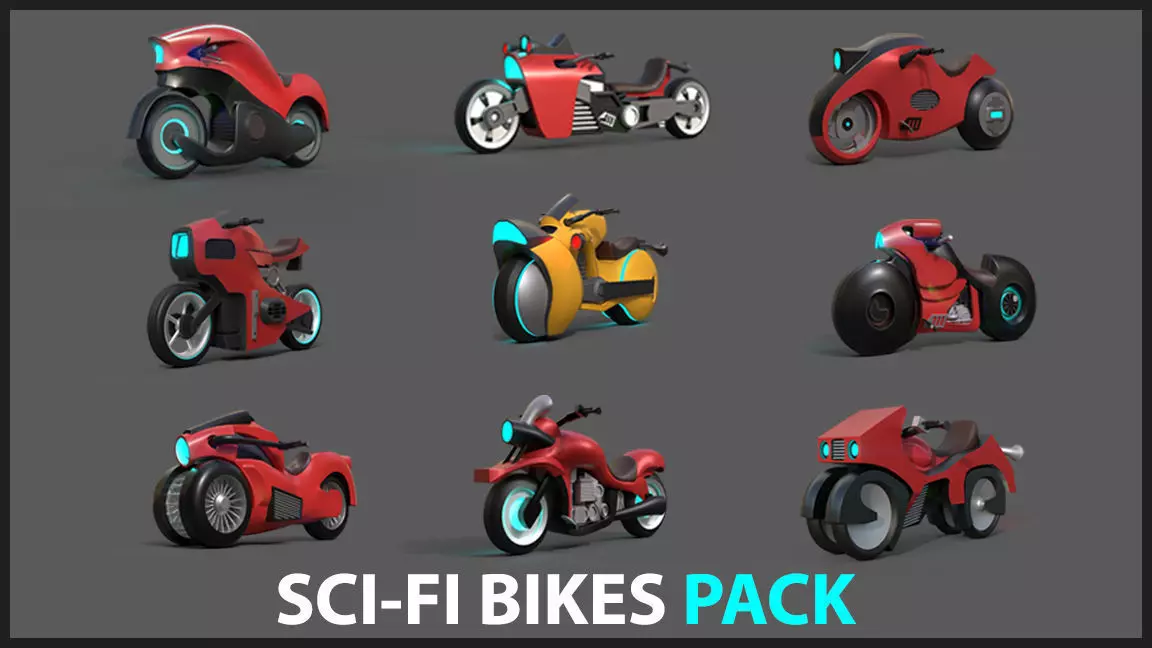Sci-fi Bikes Pack Game Ready Low-poly 3D model_0