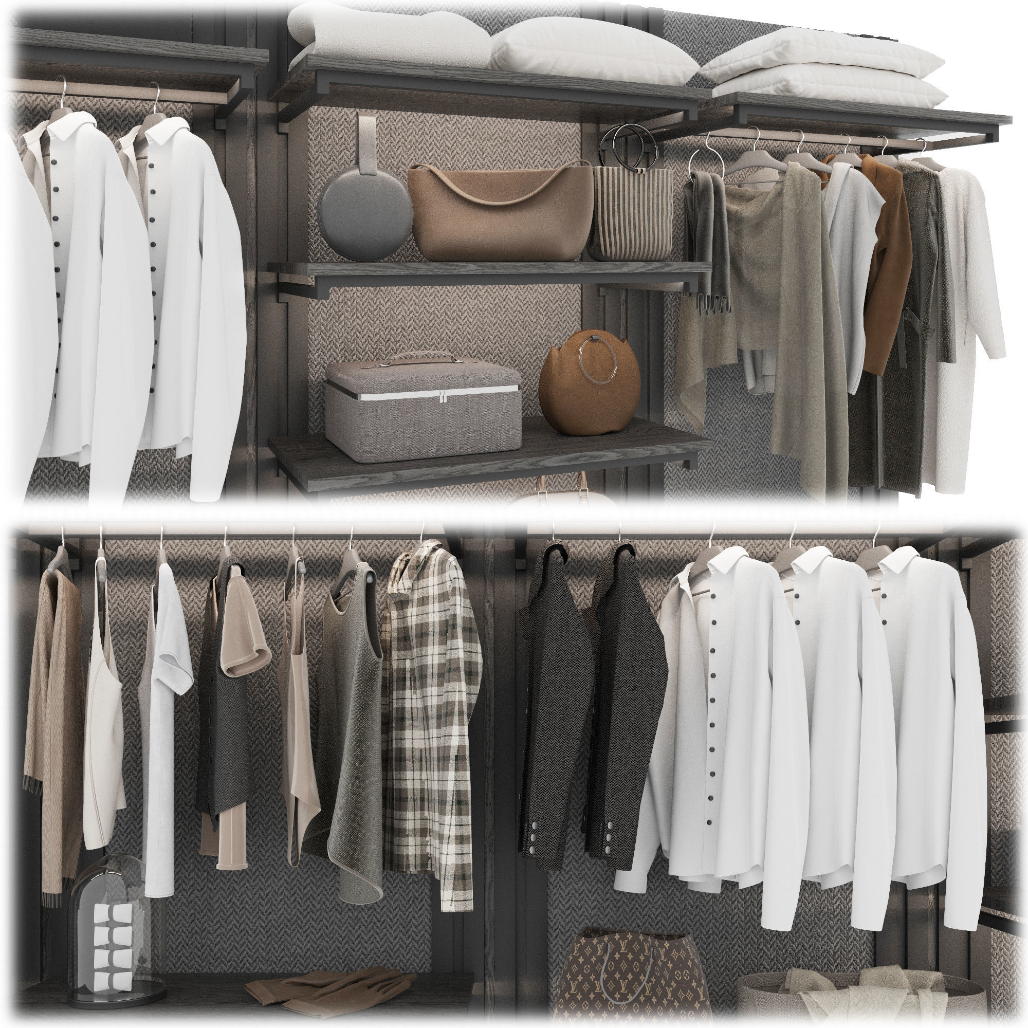 Wardrobe composition with filling 3D model_3