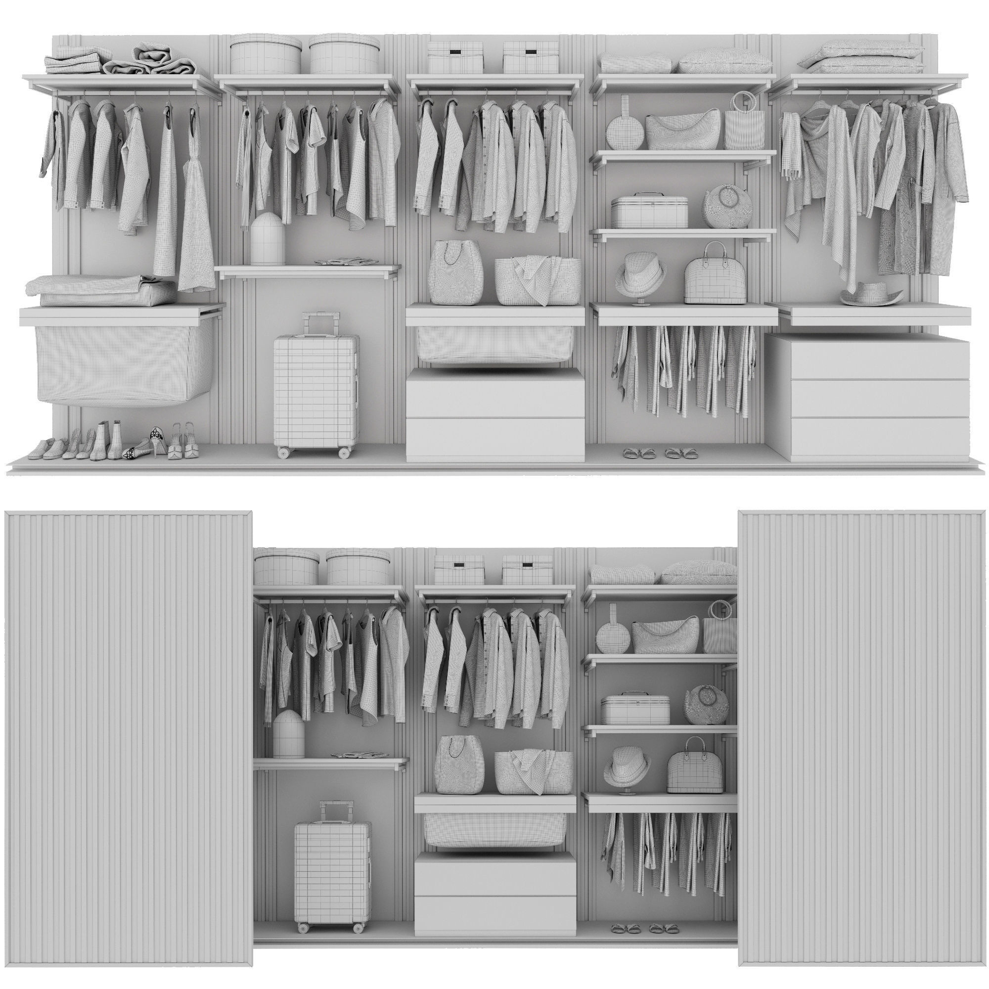 Wardrobe composition with filling 3D model_6