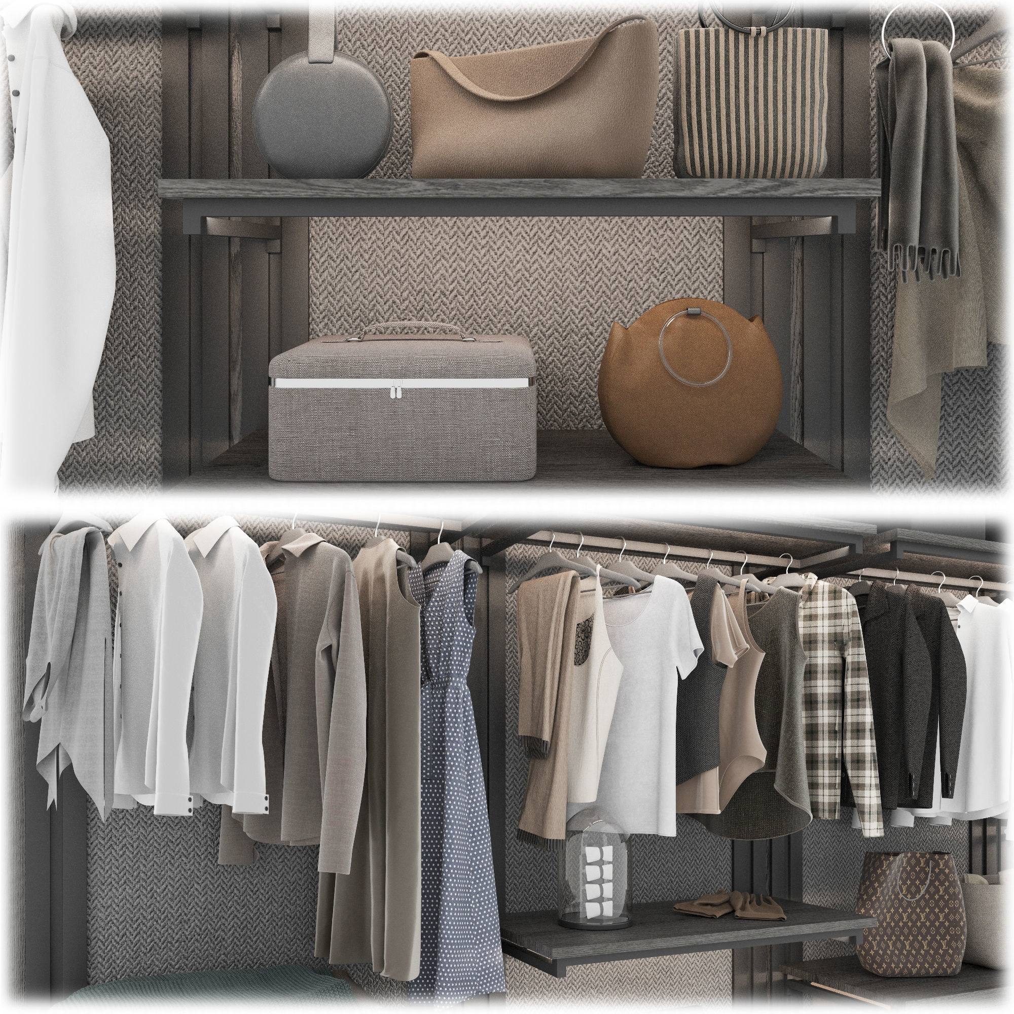 Wardrobe composition with filling 3D model_4