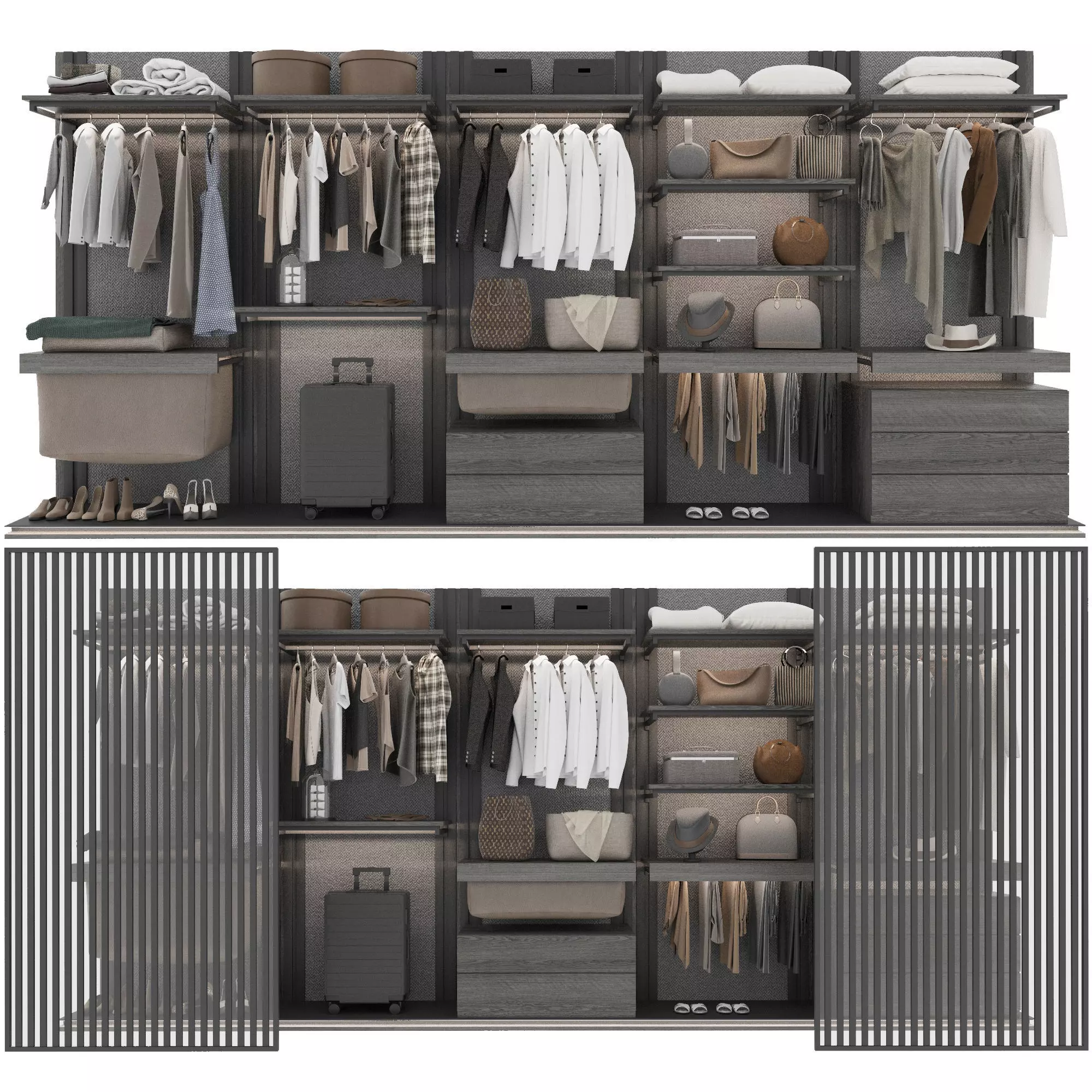 Wardrobe composition with filling 3D model_0