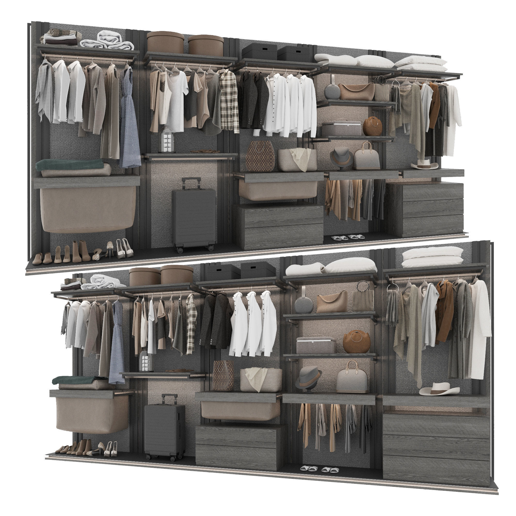 Wardrobe composition with filling 3D model_2