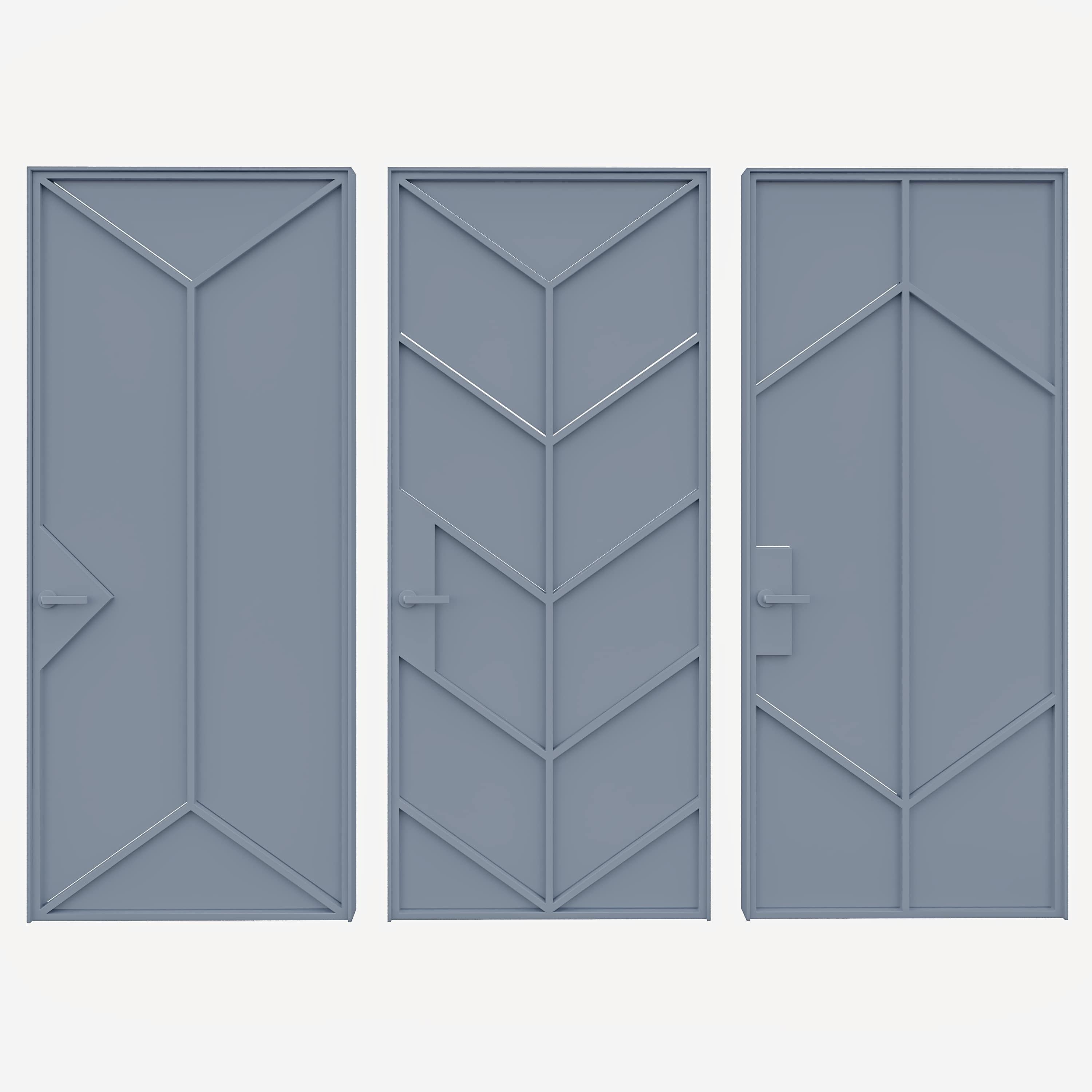 Interior Door Metal Set 02 3D model_4