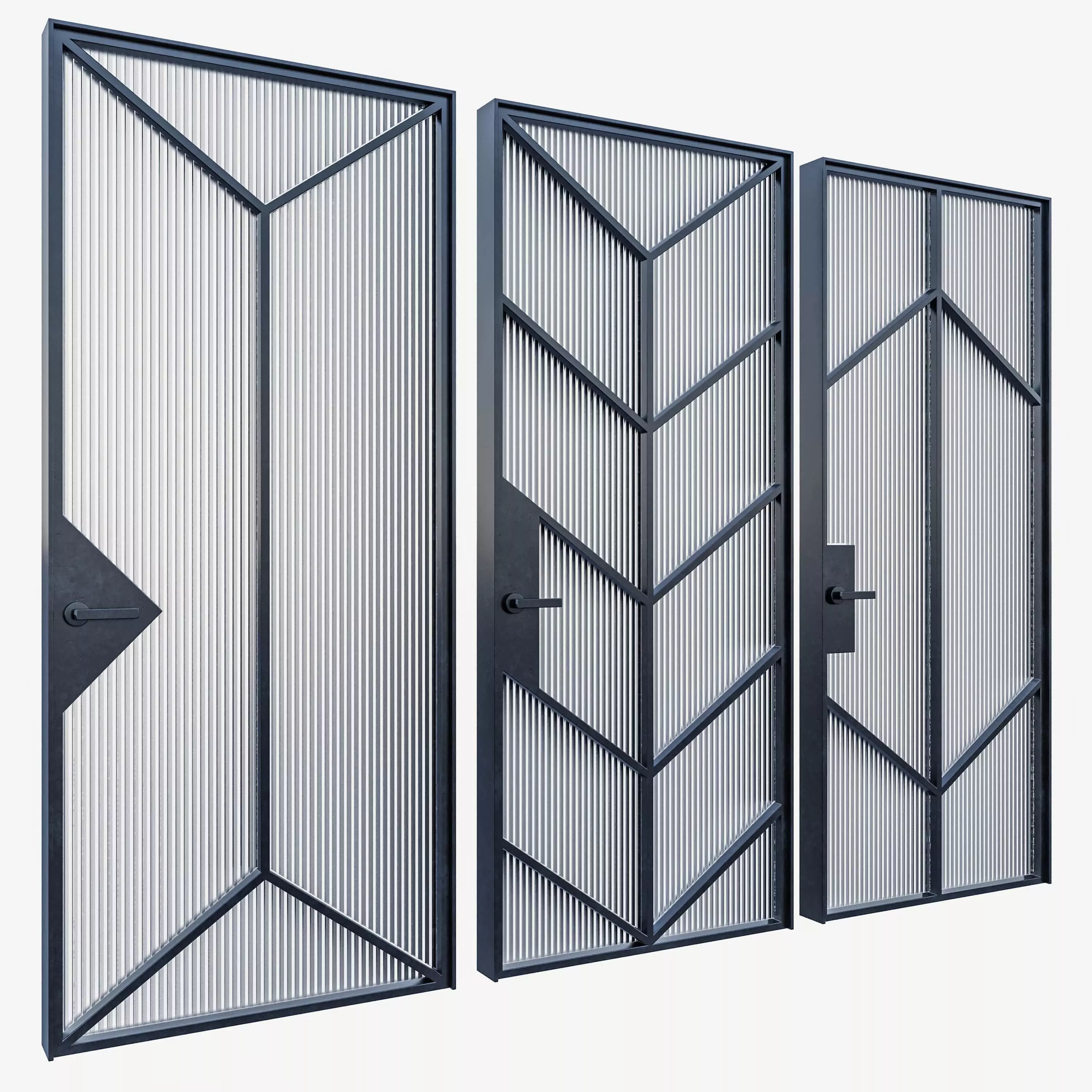 Interior Door Metal Set 02 3D model_0
