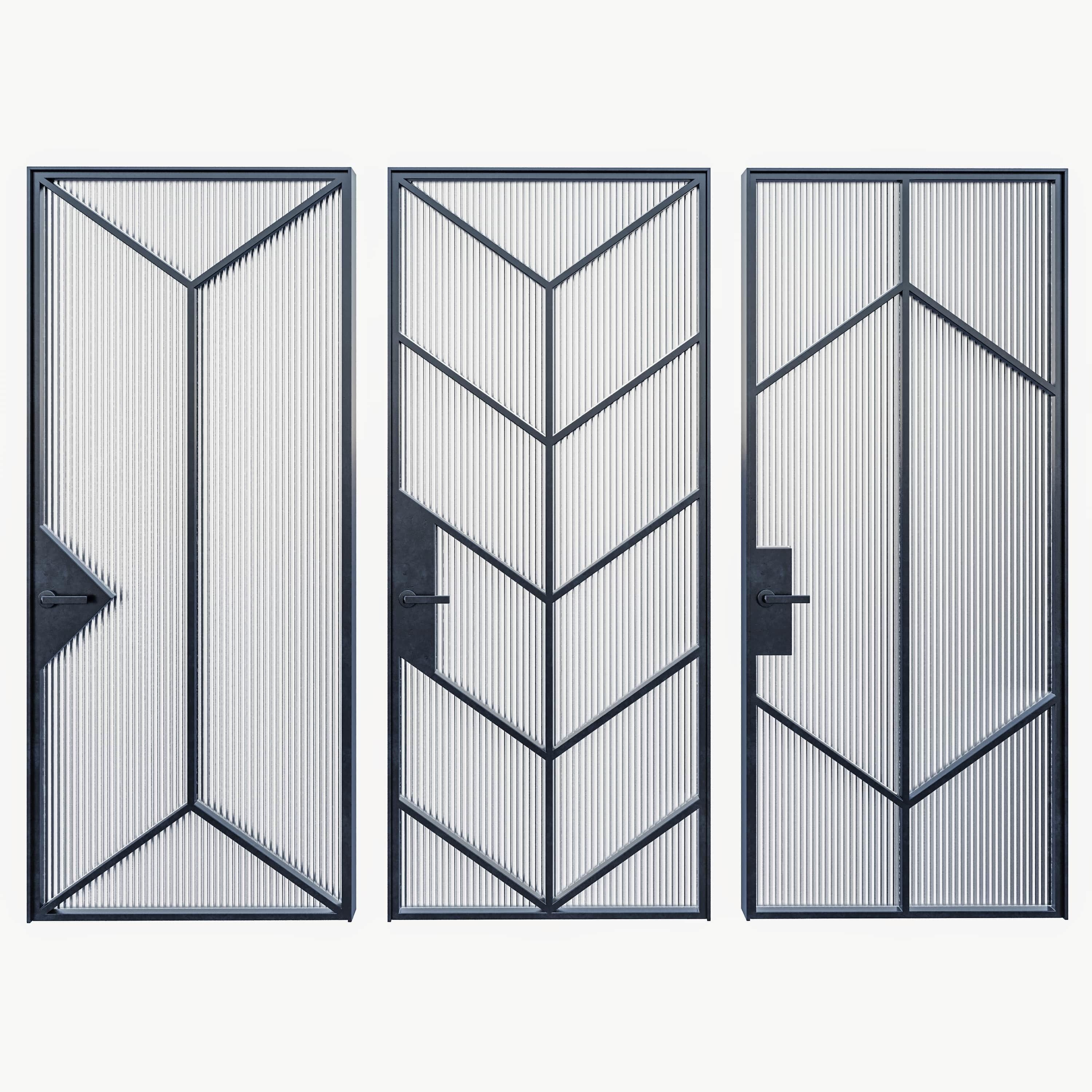 Interior Door Metal Set 02 3D model_1