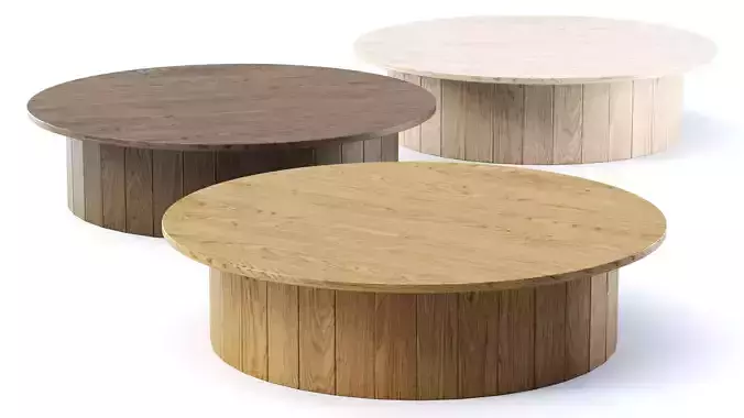 Eric Wooden Round Coffee Table 3D model