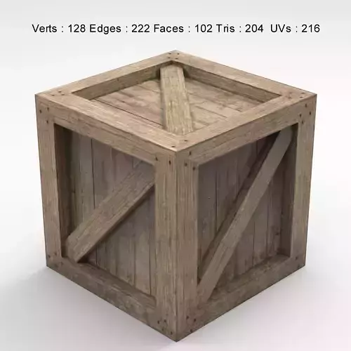Wooden Box Crate Low-poly 3D model Low-poly 3D model