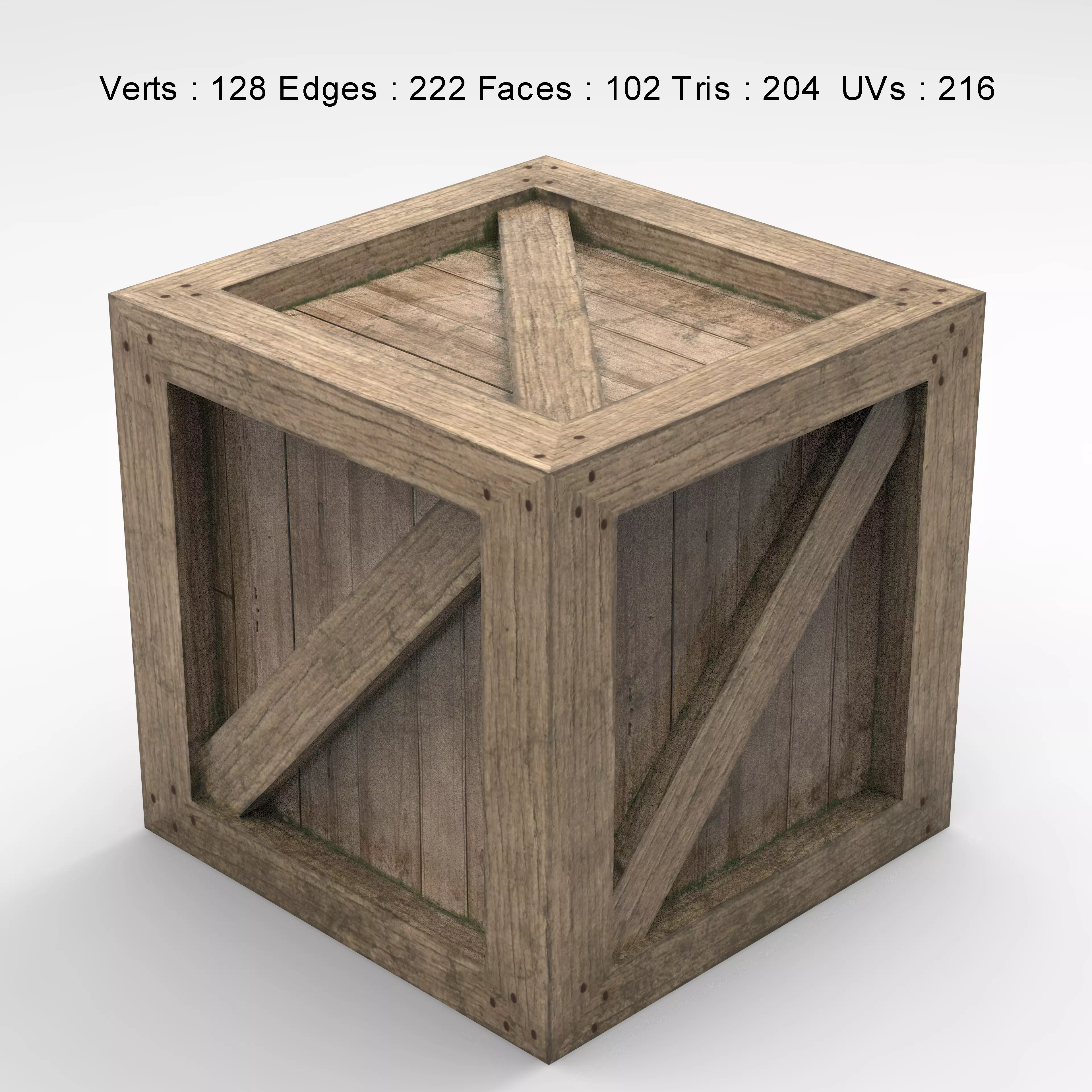 Wooden Box Crate Low-poly 3D model Low-poly 3D model_0