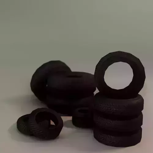 Low Poly Game Ready Tires pile of Low-poly 3D model
