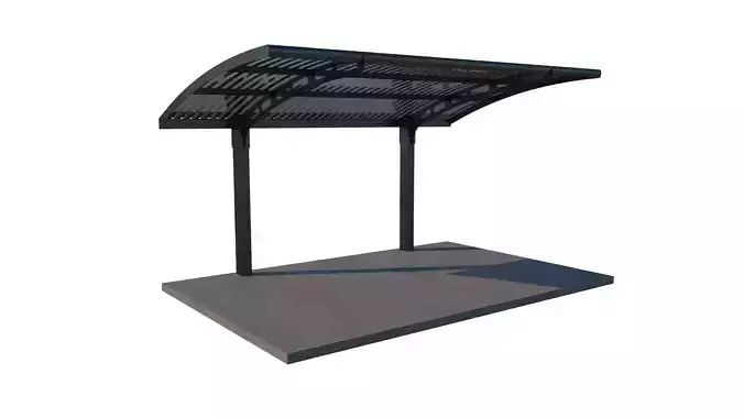 Modern One Wing Carport 3D model